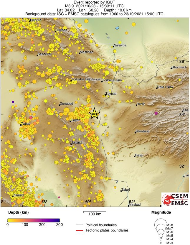 regional depth historical seismicity