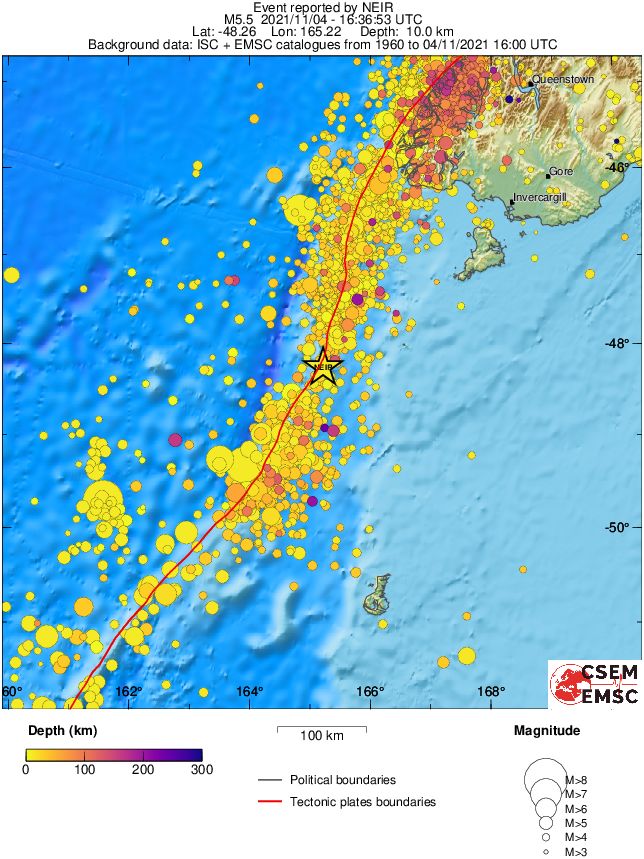 regional depth historical seismicity