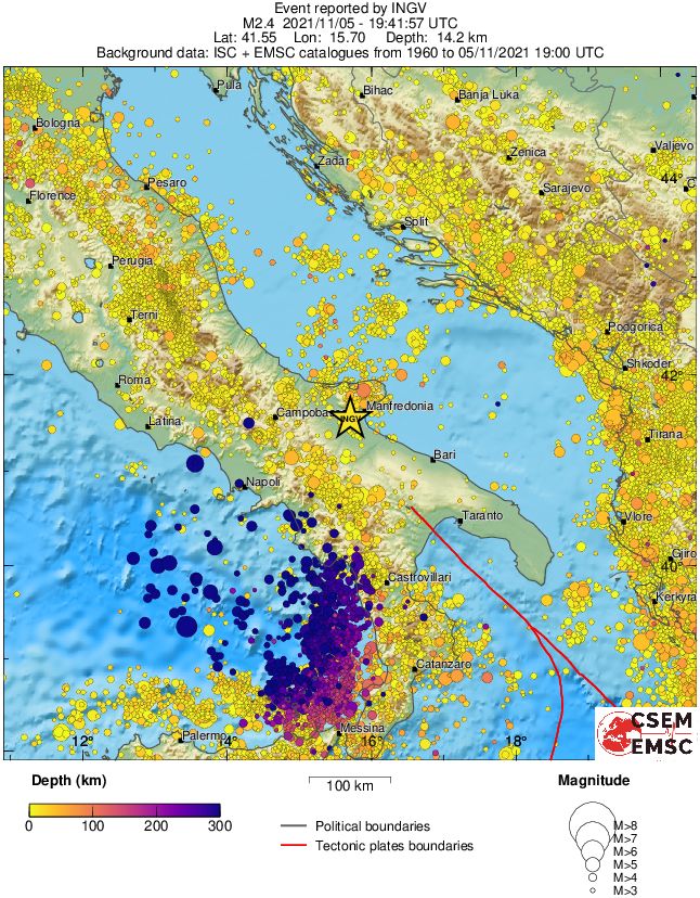 regional depth historical seismicity