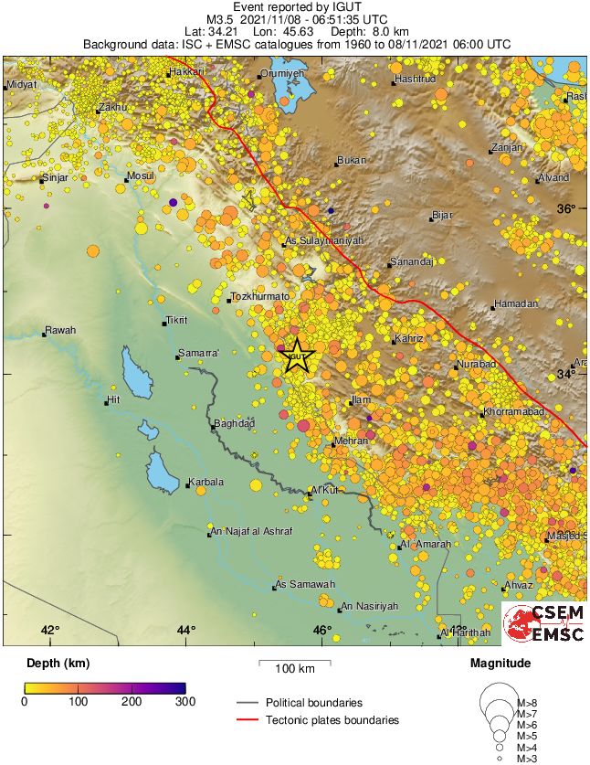 regional depth historical seismicity