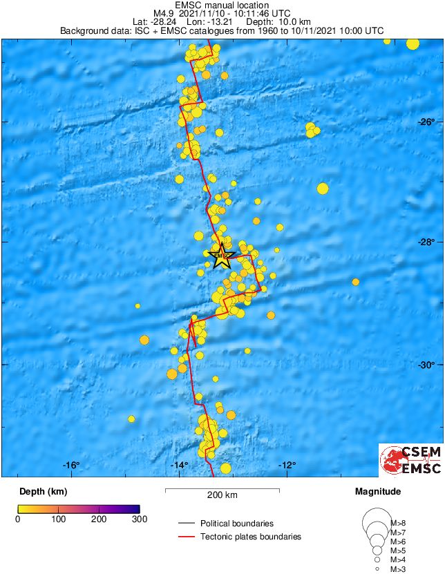 regional depth historical seismicity