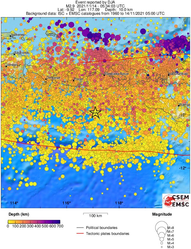 regional depth historical seismicity