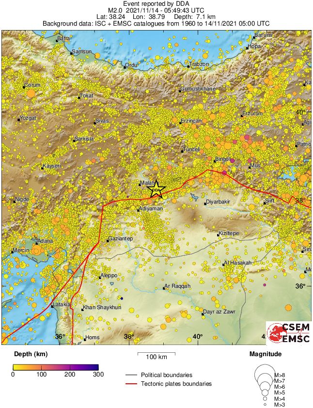 regional depth historical seismicity