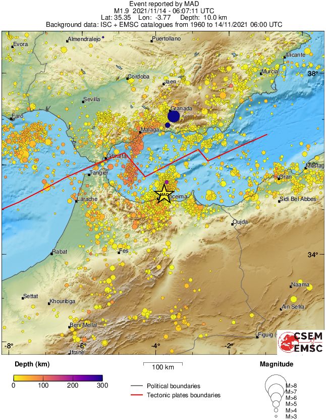 regional depth historical seismicity