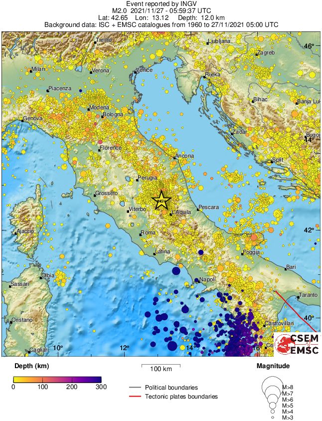 regional depth historical seismicity