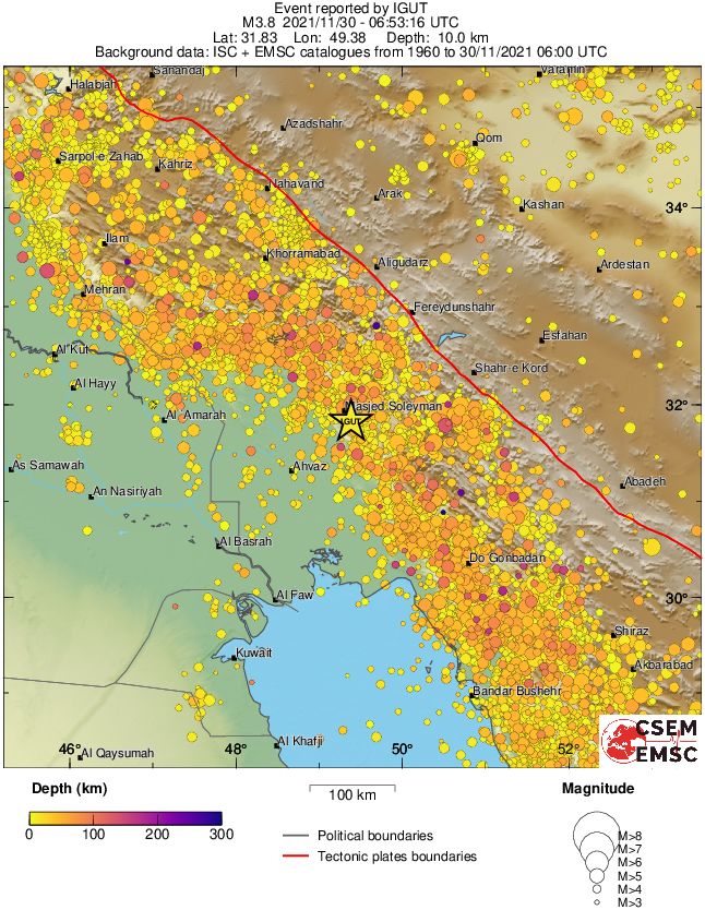 regional depth historical seismicity