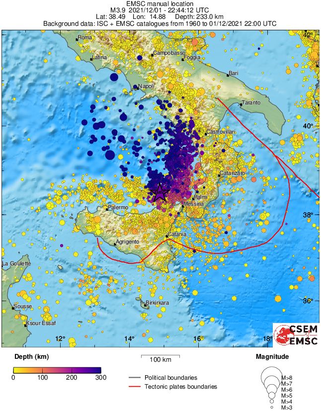 regional depth historical seismicity