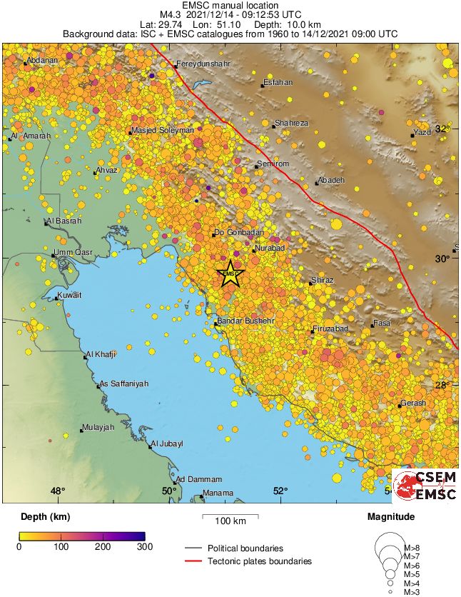 regional depth historical seismicity