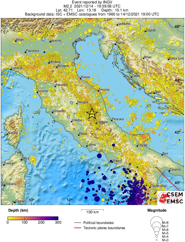 regional depth historical seismicity