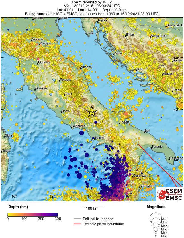 regional depth historical seismicity
