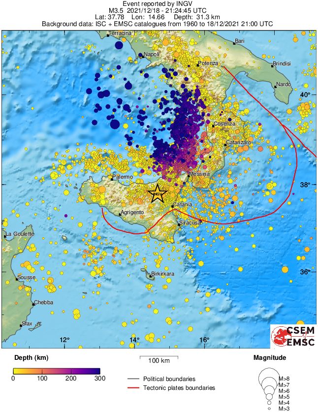 regional depth historical seismicity