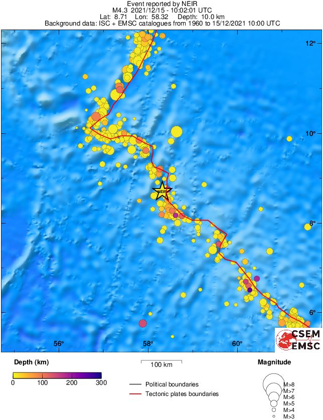 regional depth historical seismicity