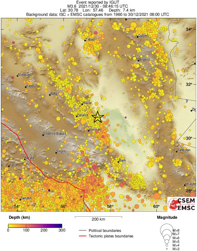 regional depth historical seismicity