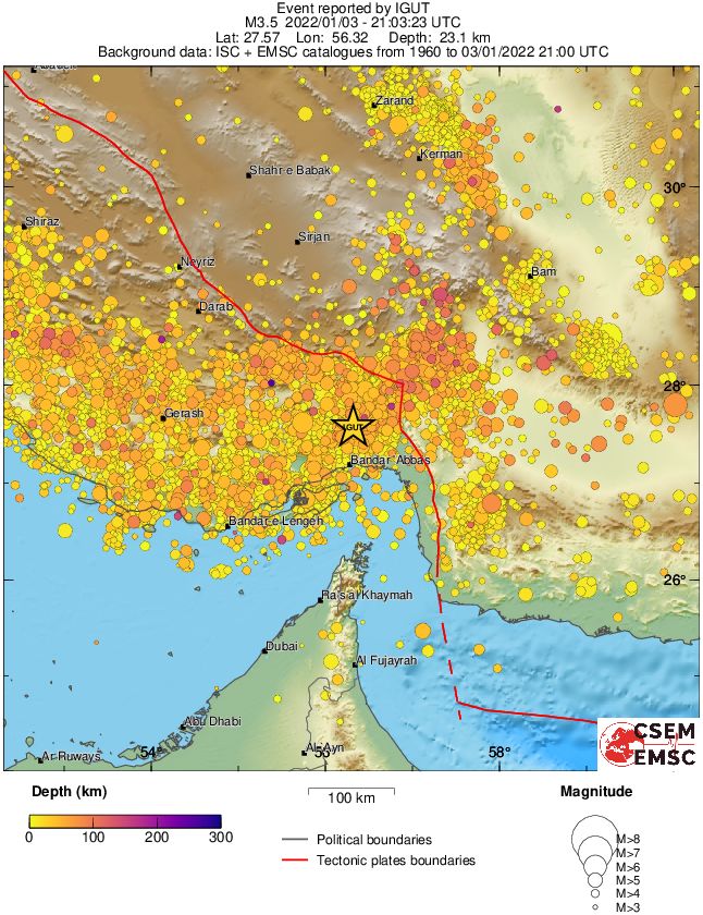 regional depth historical seismicity