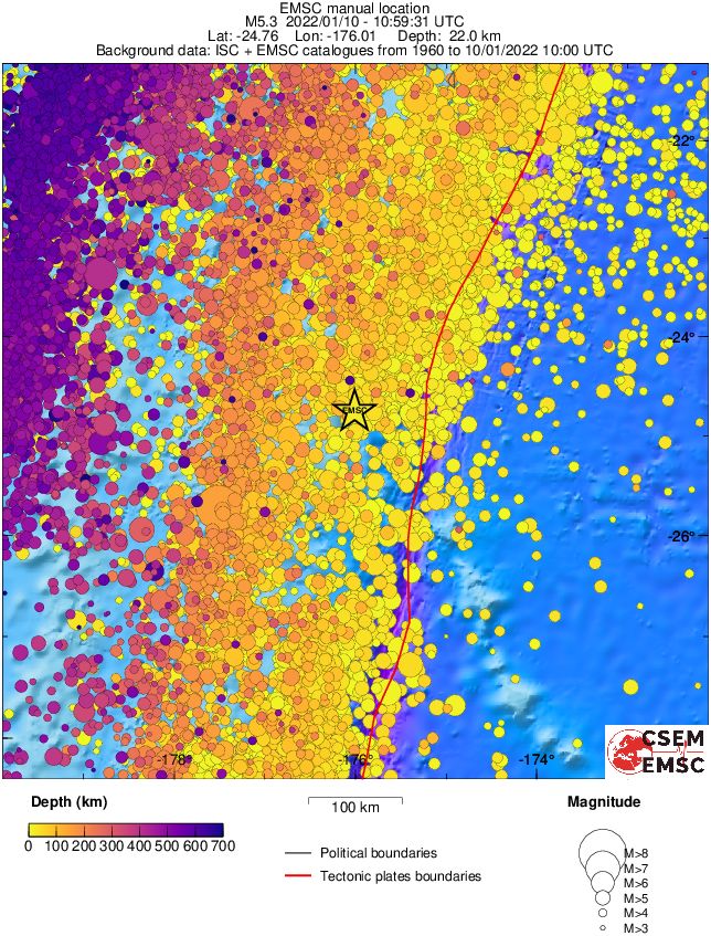 regional depth historical seismicity