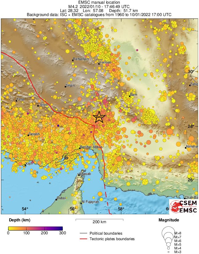 regional depth historical seismicity