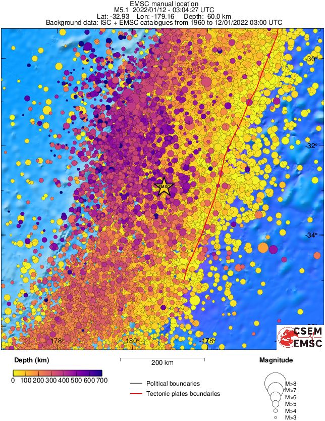 regional depth historical seismicity