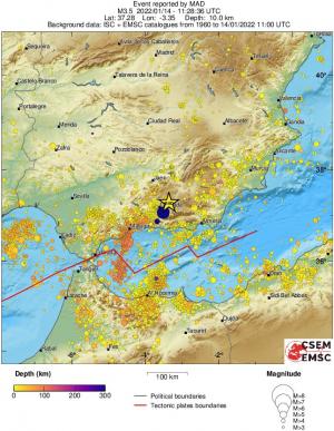 regional depth historical seismicity