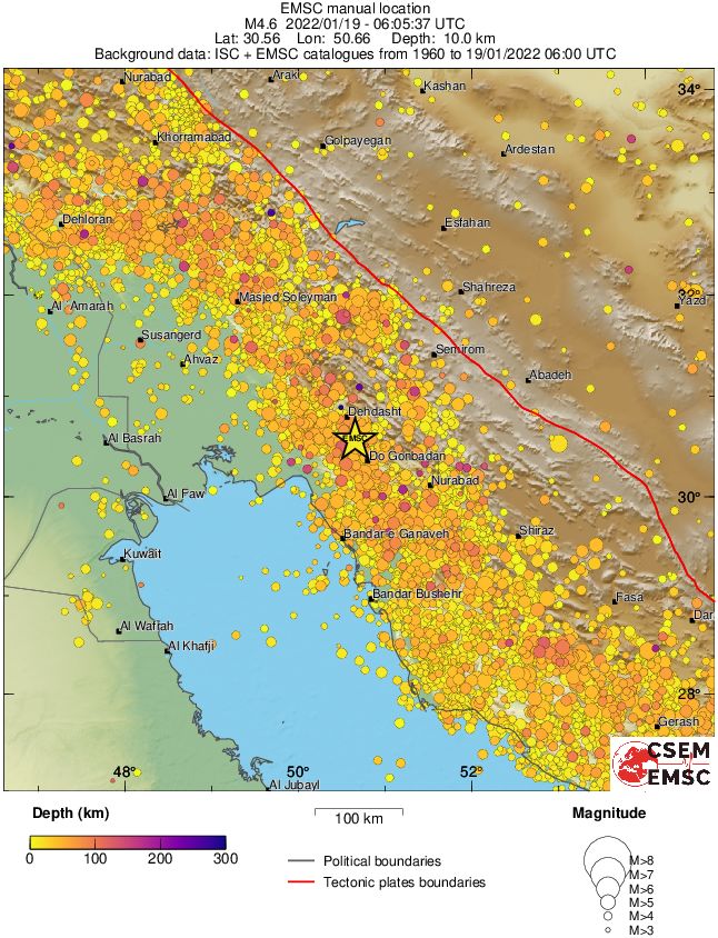 regional depth historical seismicity