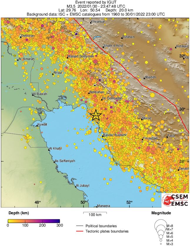 regional depth historical seismicity