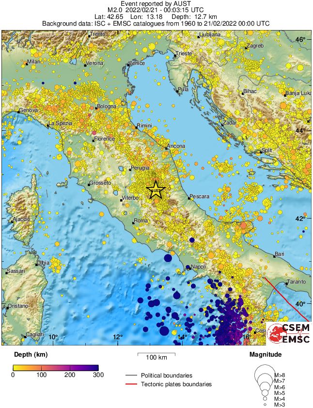 regional depth historical seismicity