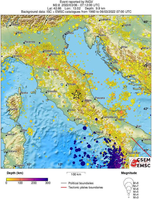regional depth historical seismicity