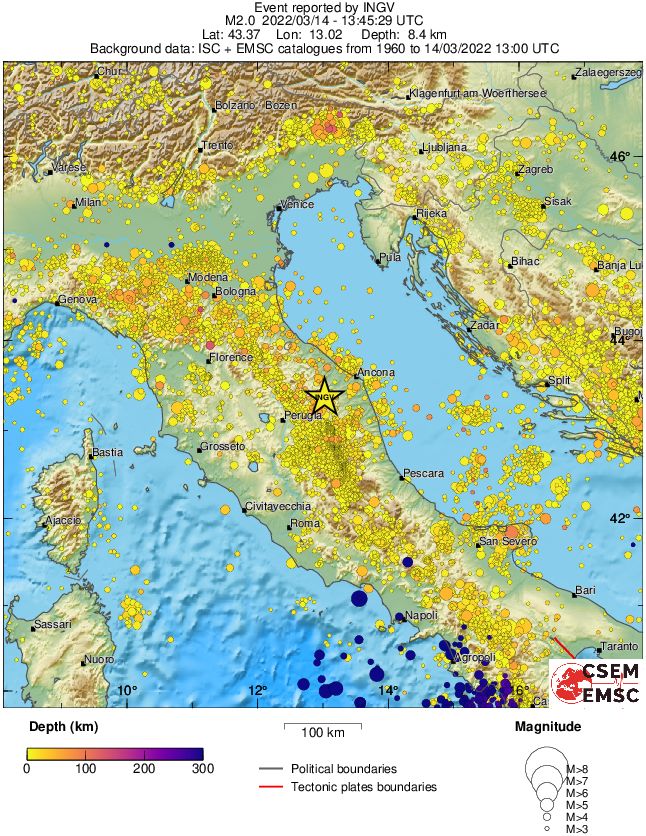 regional depth historical seismicity