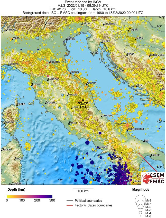 regional depth historical seismicity