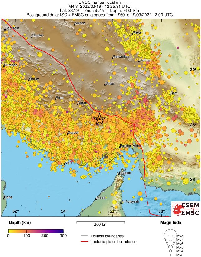 regional depth historical seismicity