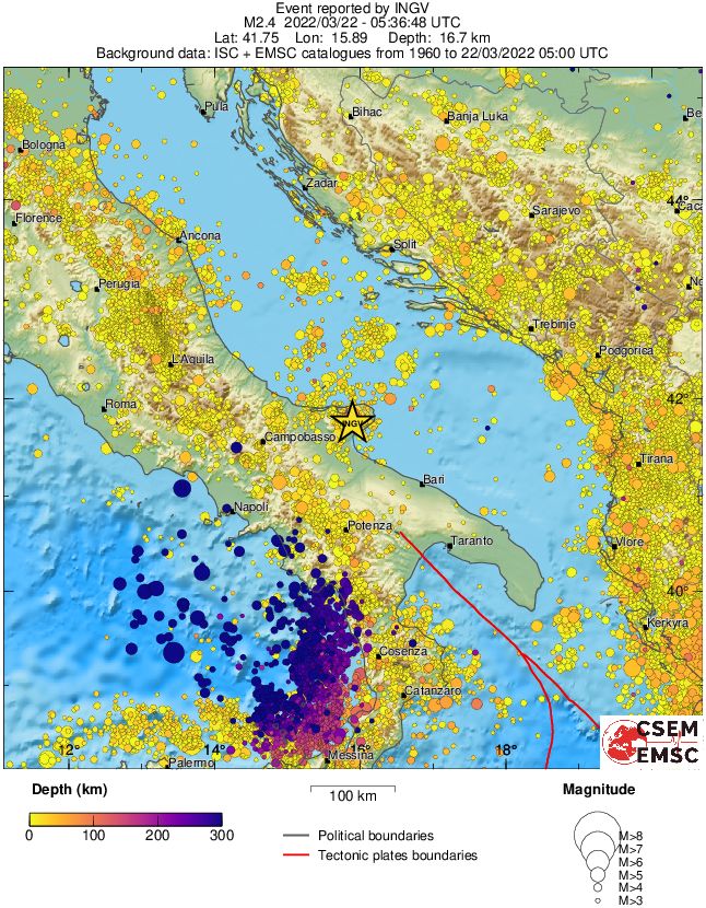 regional depth historical seismicity