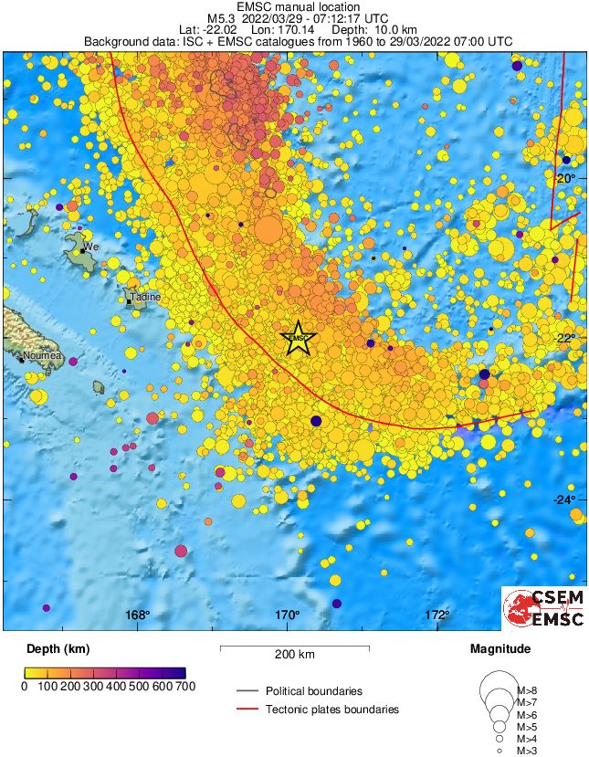 regional depth historical seismicity