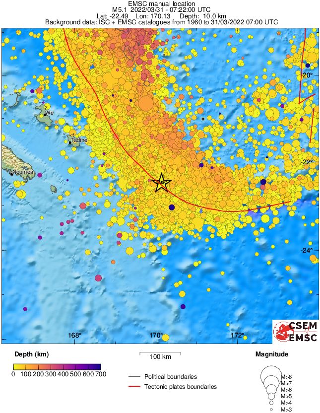 regional depth historical seismicity