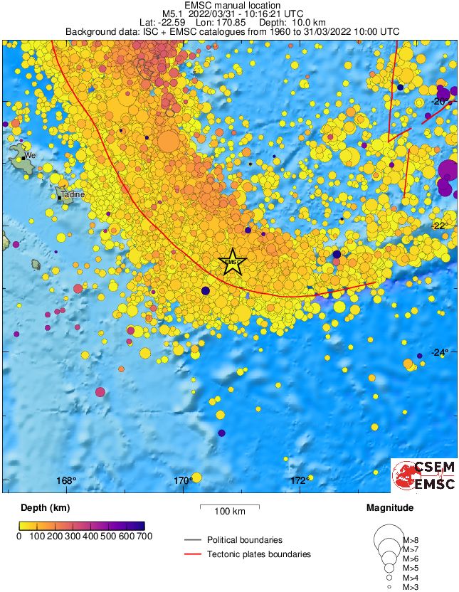 regional depth historical seismicity