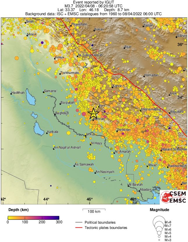 regional depth historical seismicity