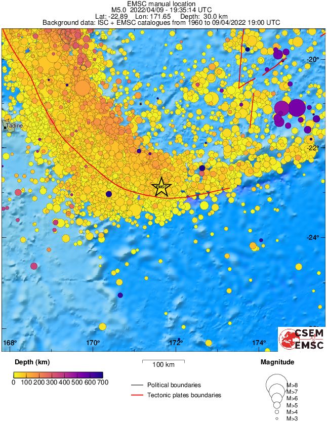 regional depth historical seismicity