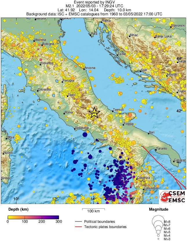regional depth historical seismicity