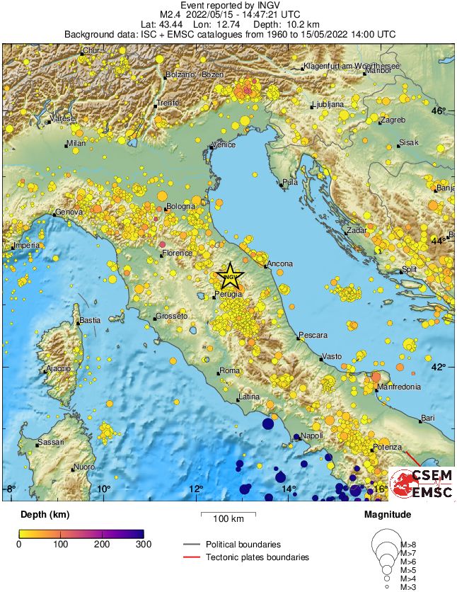 regional depth historical seismicity