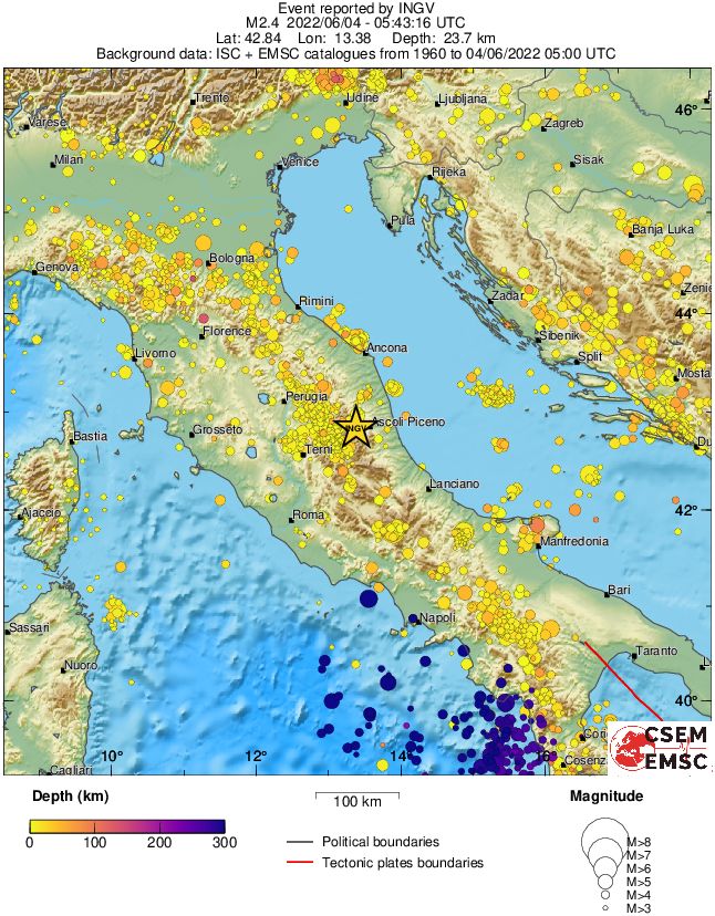 regional depth historical seismicity