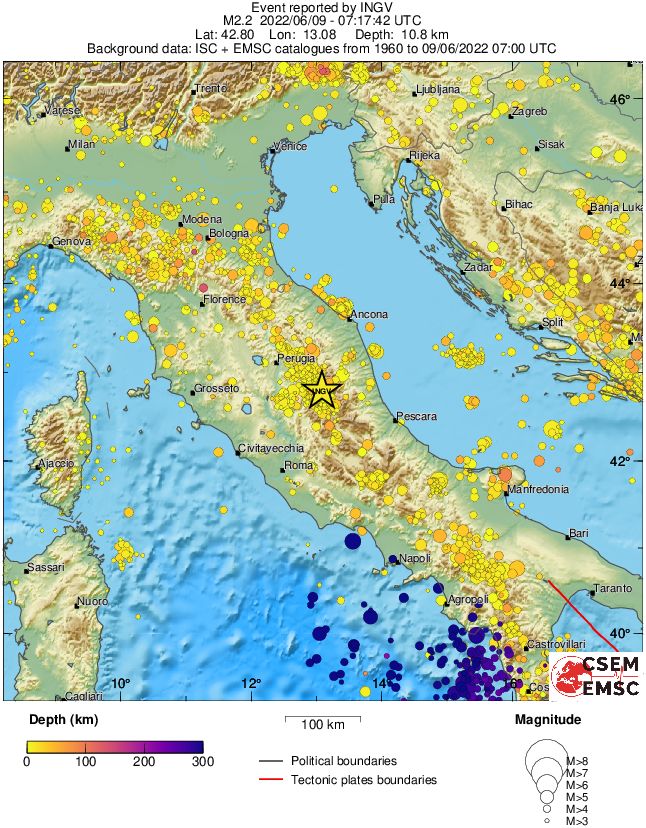 regional depth historical seismicity