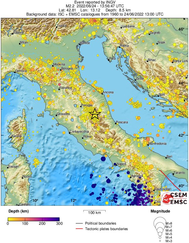 regional depth historical seismicity