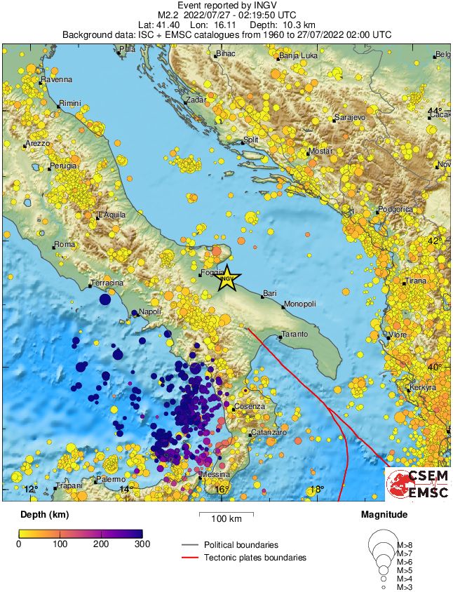 regional depth historical seismicity