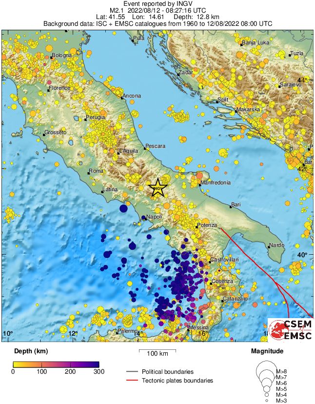 regional depth historical seismicity