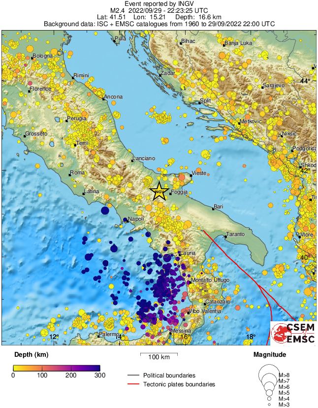 regional depth historical seismicity