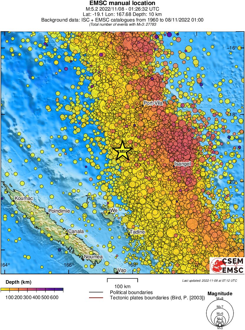 regional depth historical seismicity