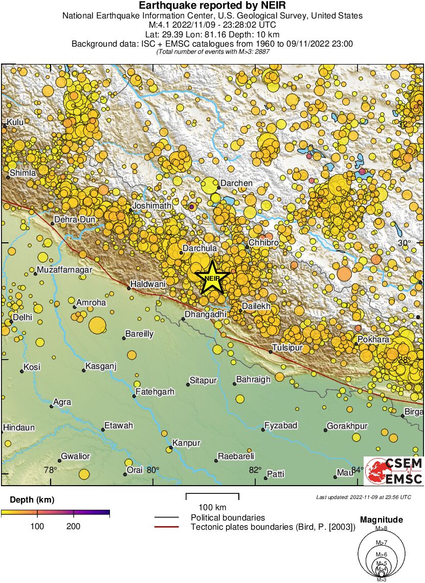 regional depth historical seismicity