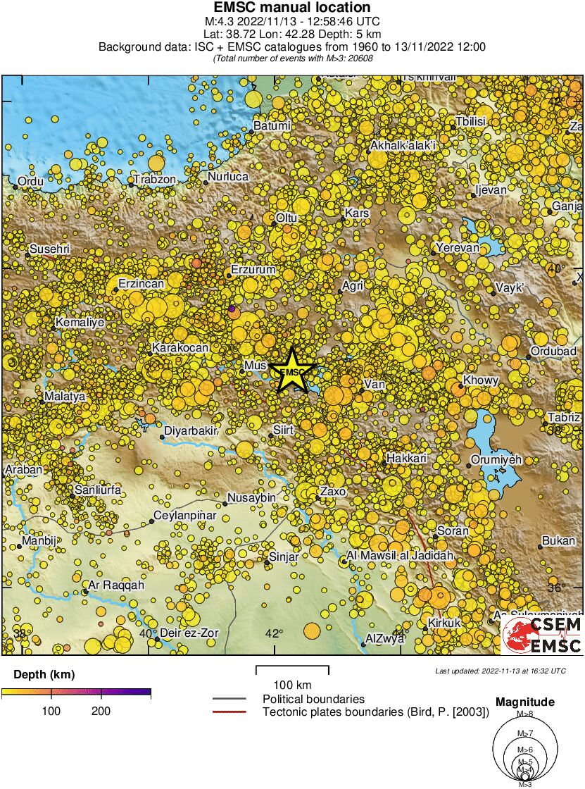 regional depth historical seismicity