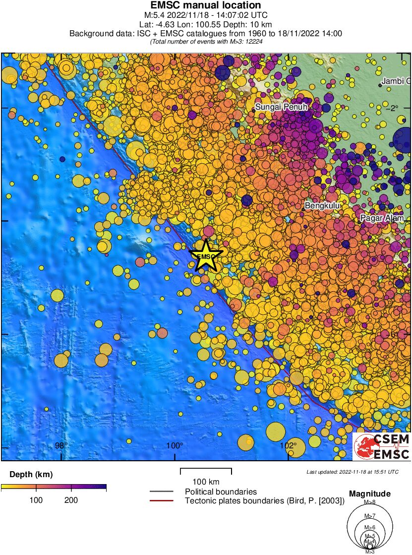 regional depth historical seismicity