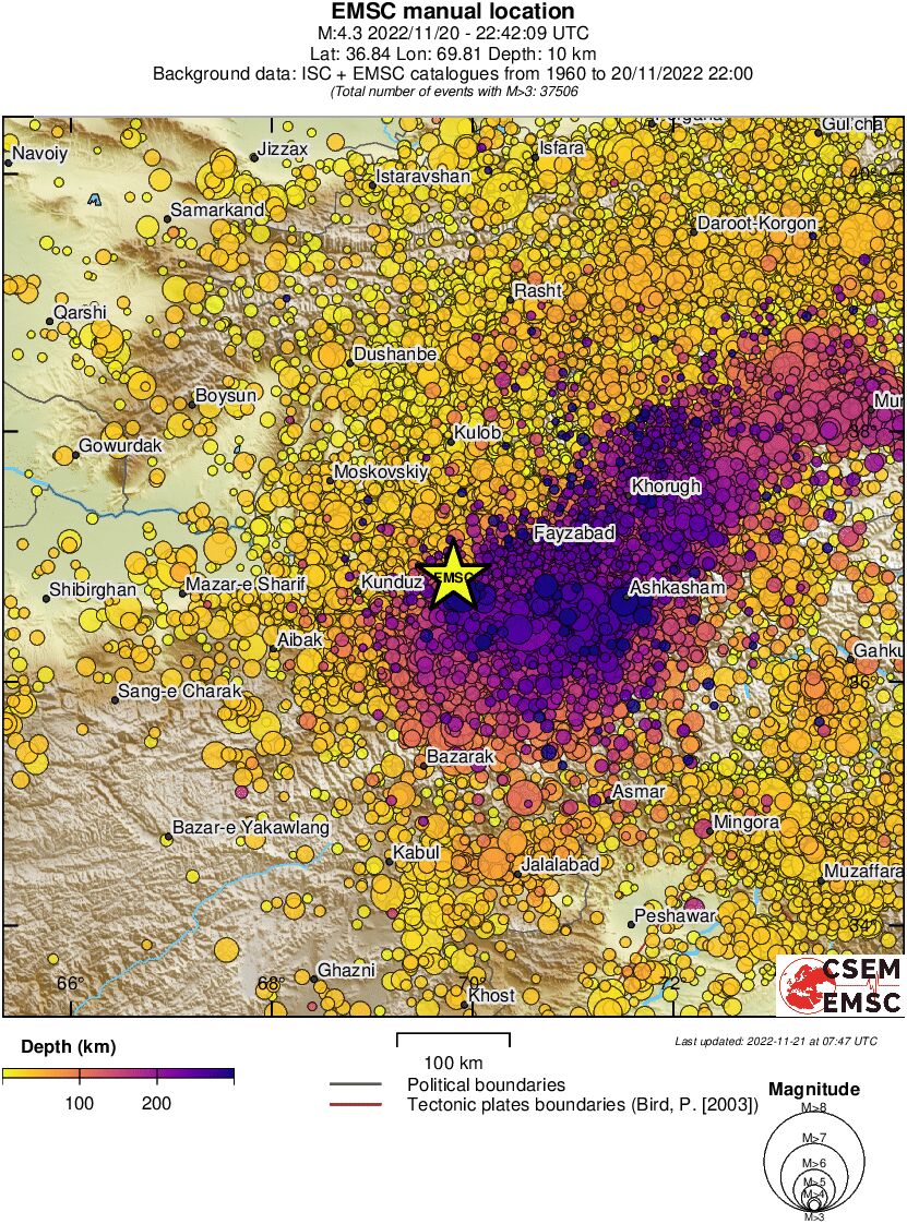 regional depth historical seismicity