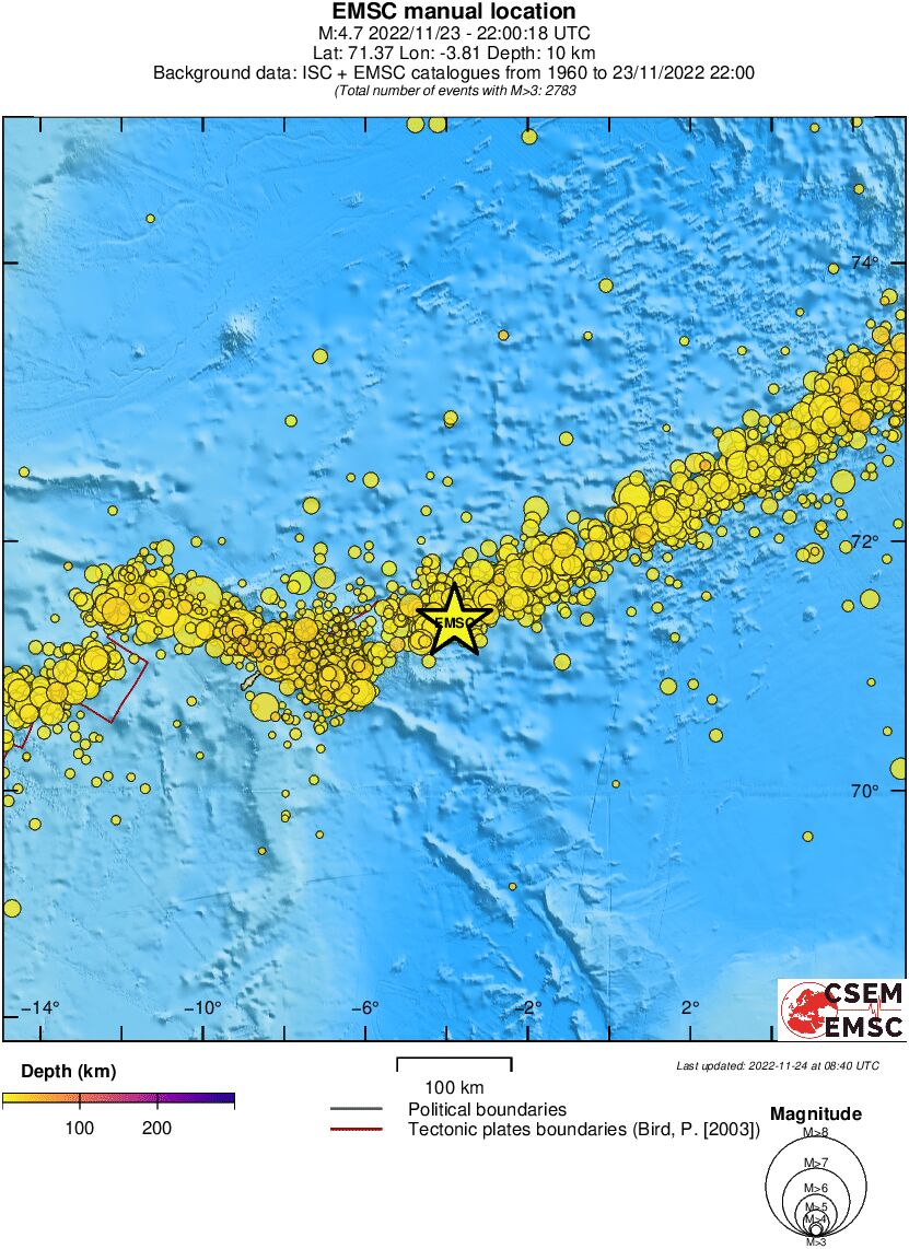 regional depth historical seismicity