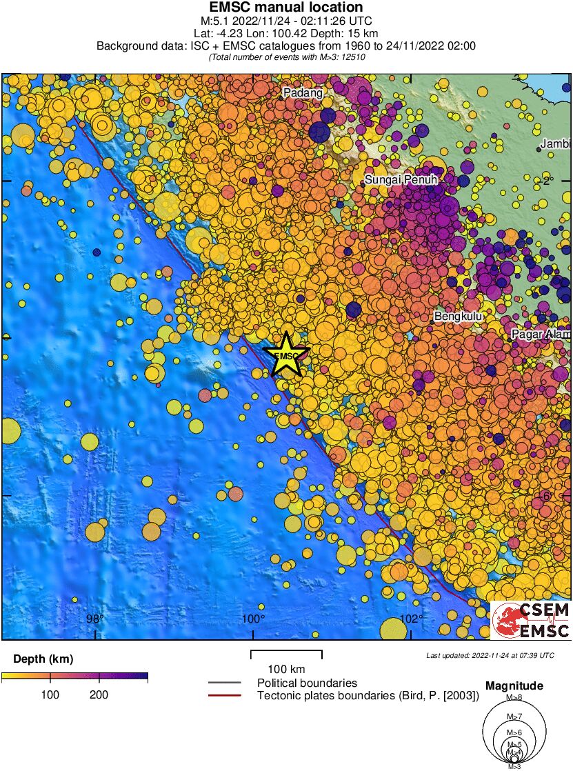 regional depth historical seismicity